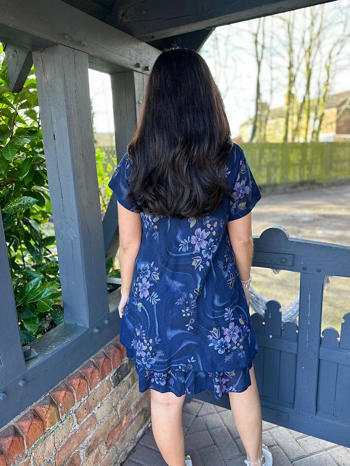 Navy Flower Swirl Dress Sabrina