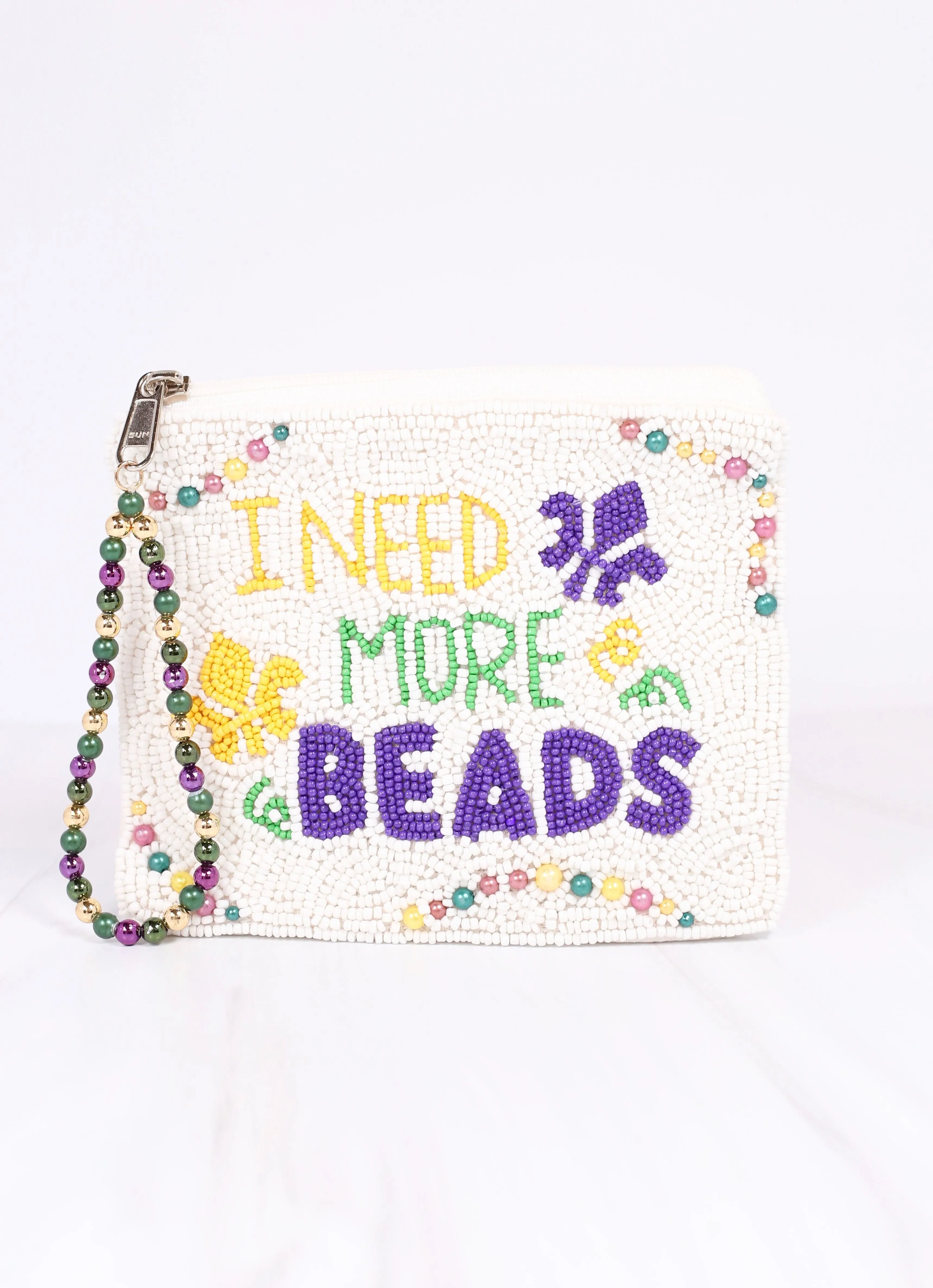 Need More Beads Pouch WHITE MULTI