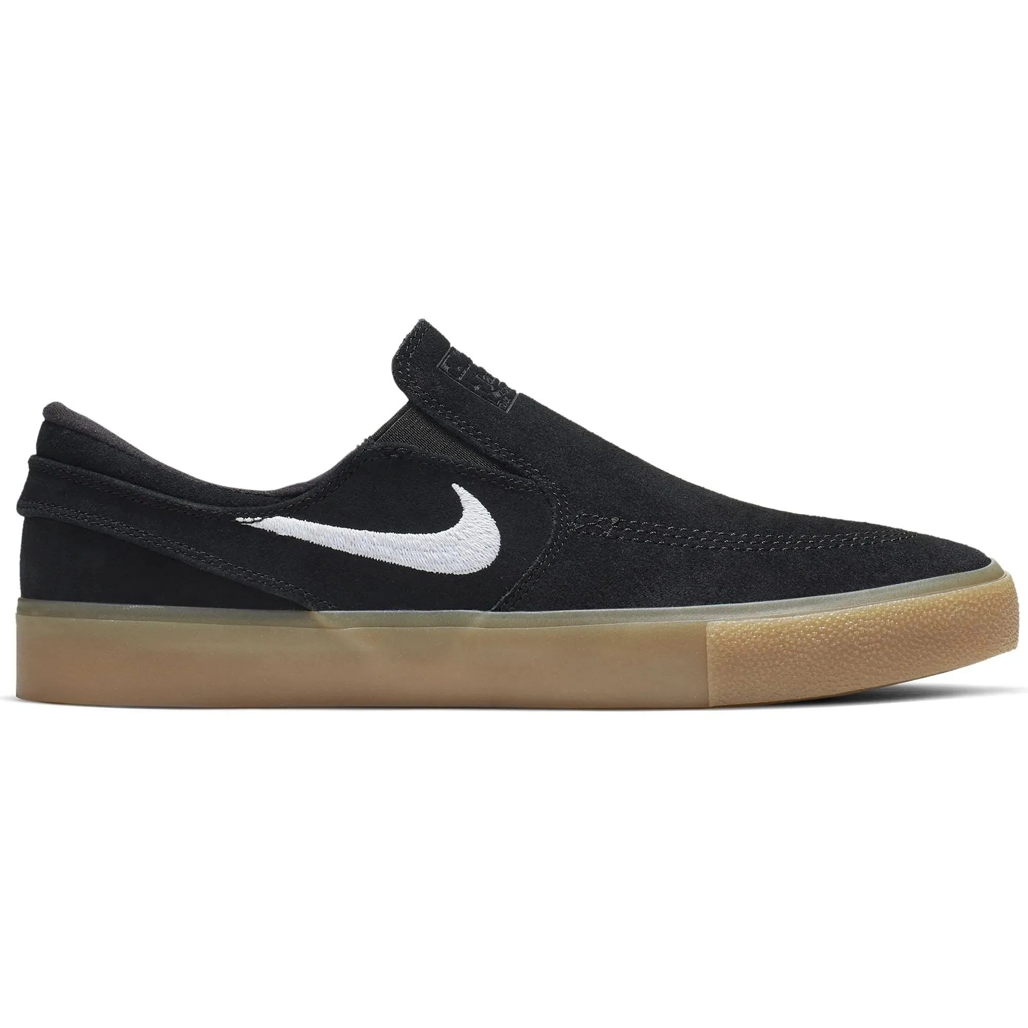 Nike SB Zoom Janoski RM Slip-On Skate Shoes - Black/White-Black-Gum Light Brown