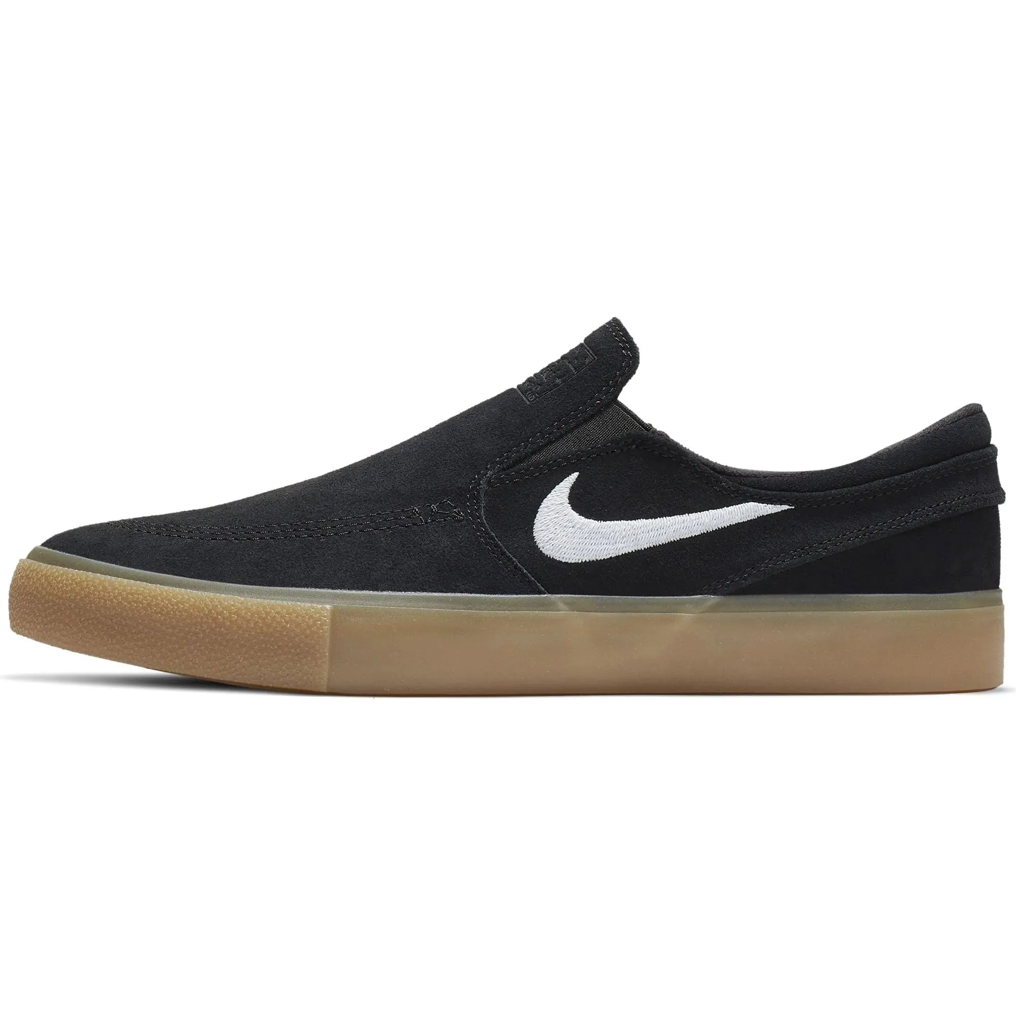 Nike SB Zoom Janoski RM Slip-On Skate Shoes - Black/White-Black-Gum Light Brown