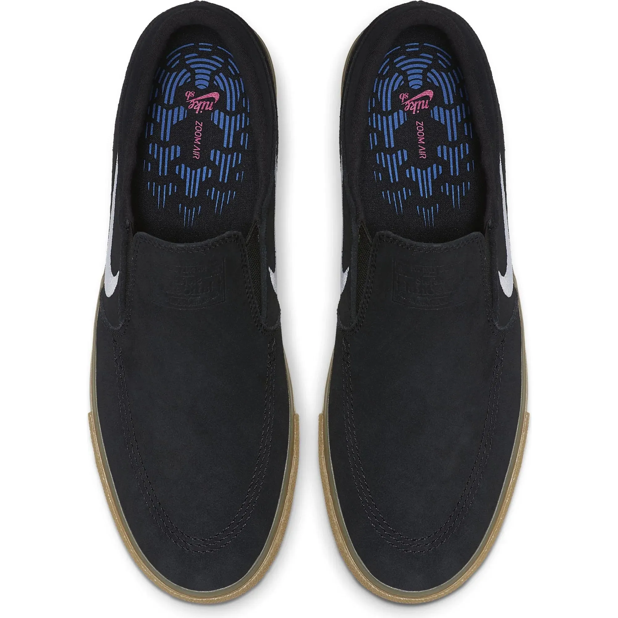 Nike SB Zoom Janoski RM Slip-On Skate Shoes - Black/White-Black-Gum Light Brown