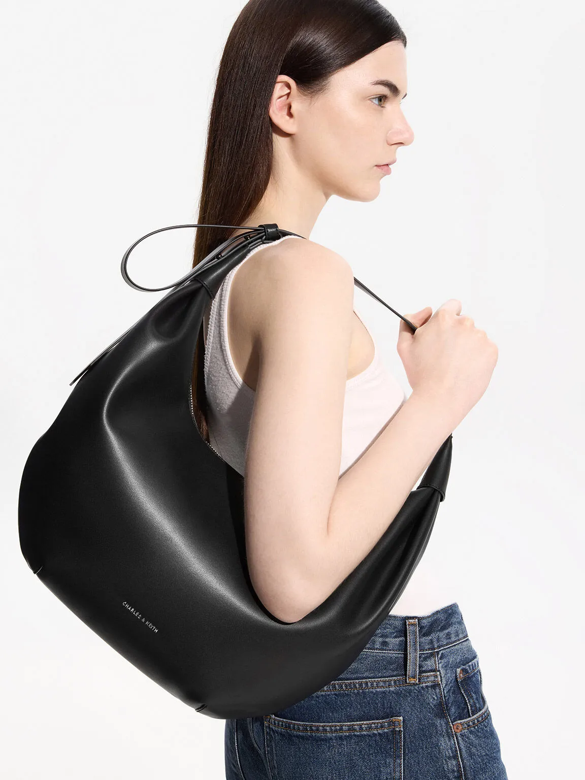 Odella Curved Hobo Bag - Noir