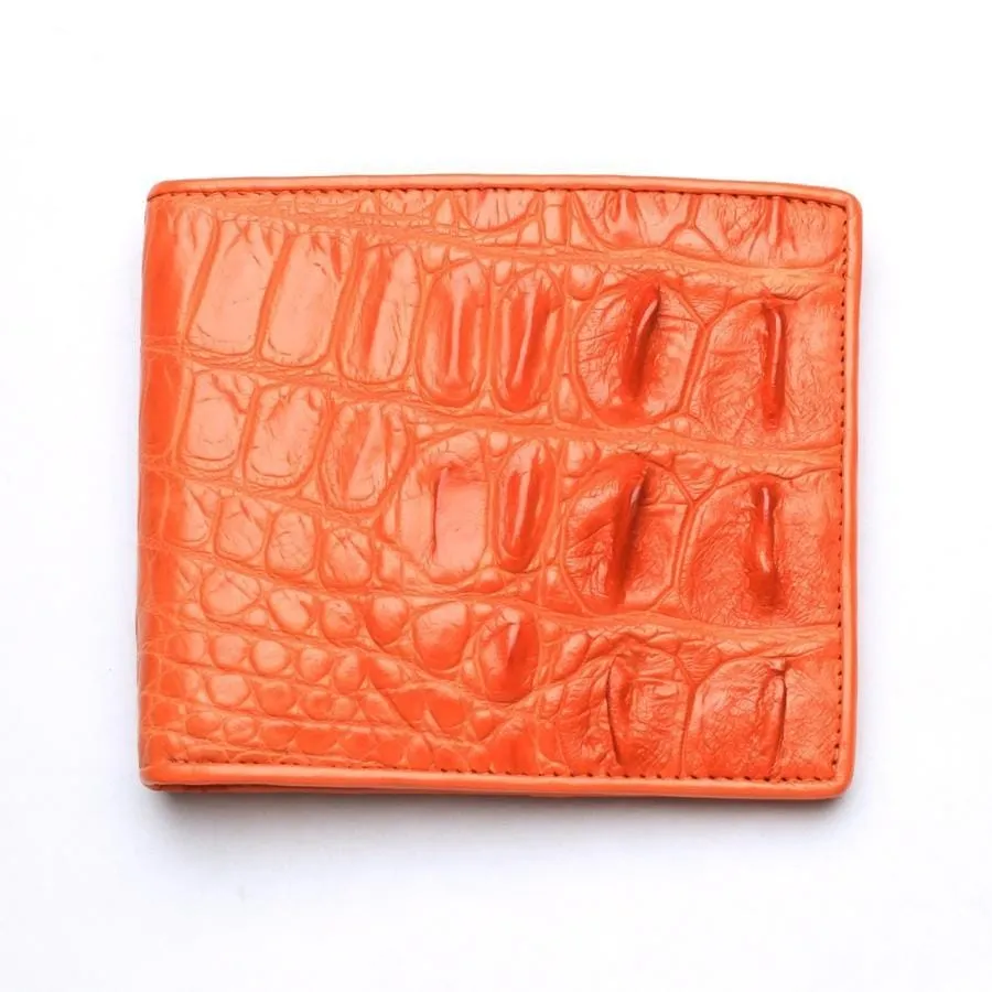 Orange Crocodile Backbone Skin Wallet