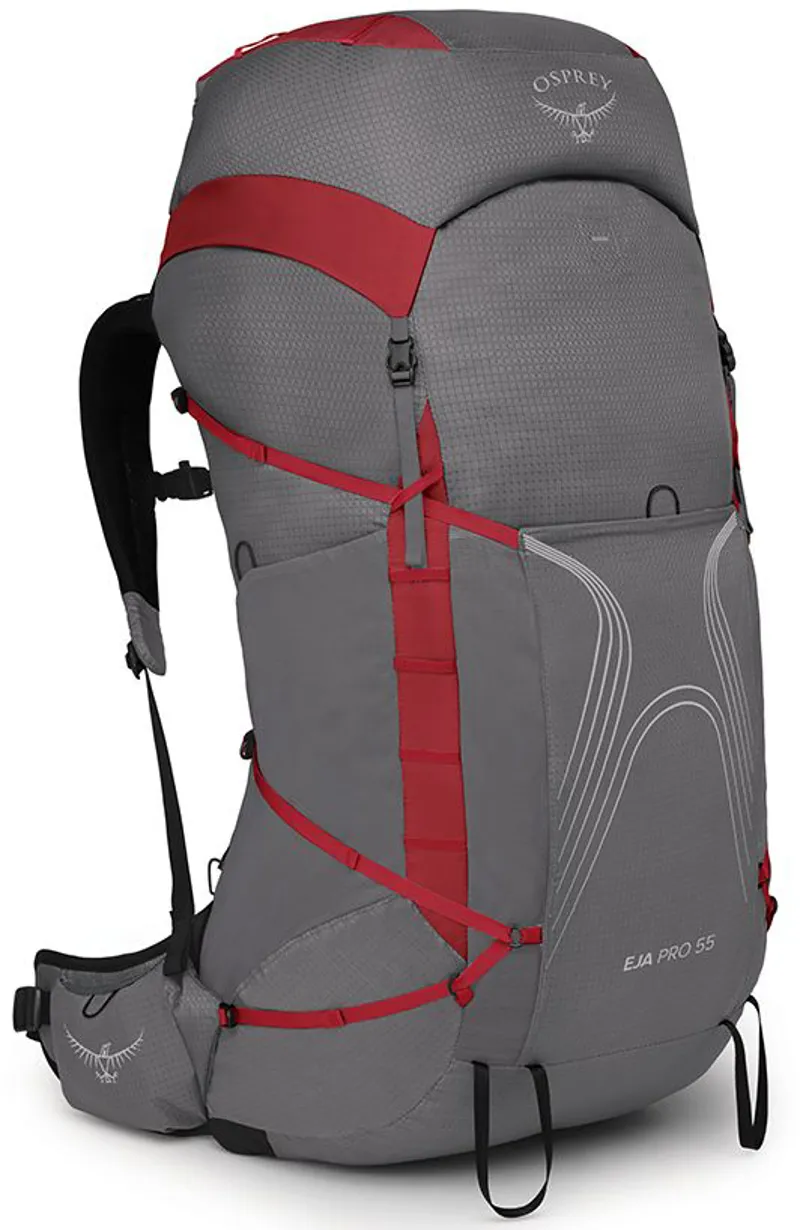 Osprey Womens Eja Pro 55 Rucksack - Dale Grey-Poinsettia Red