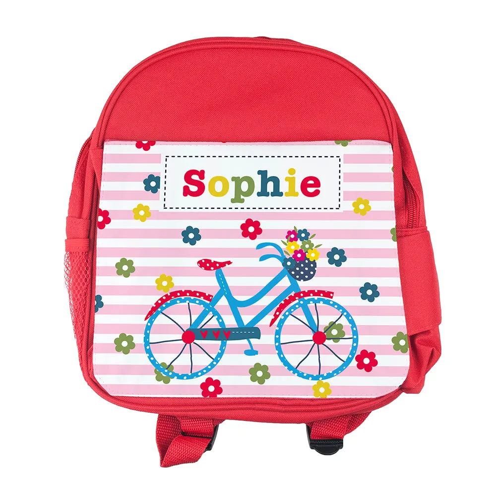 Personalised Girl's Red Mini Rucksack