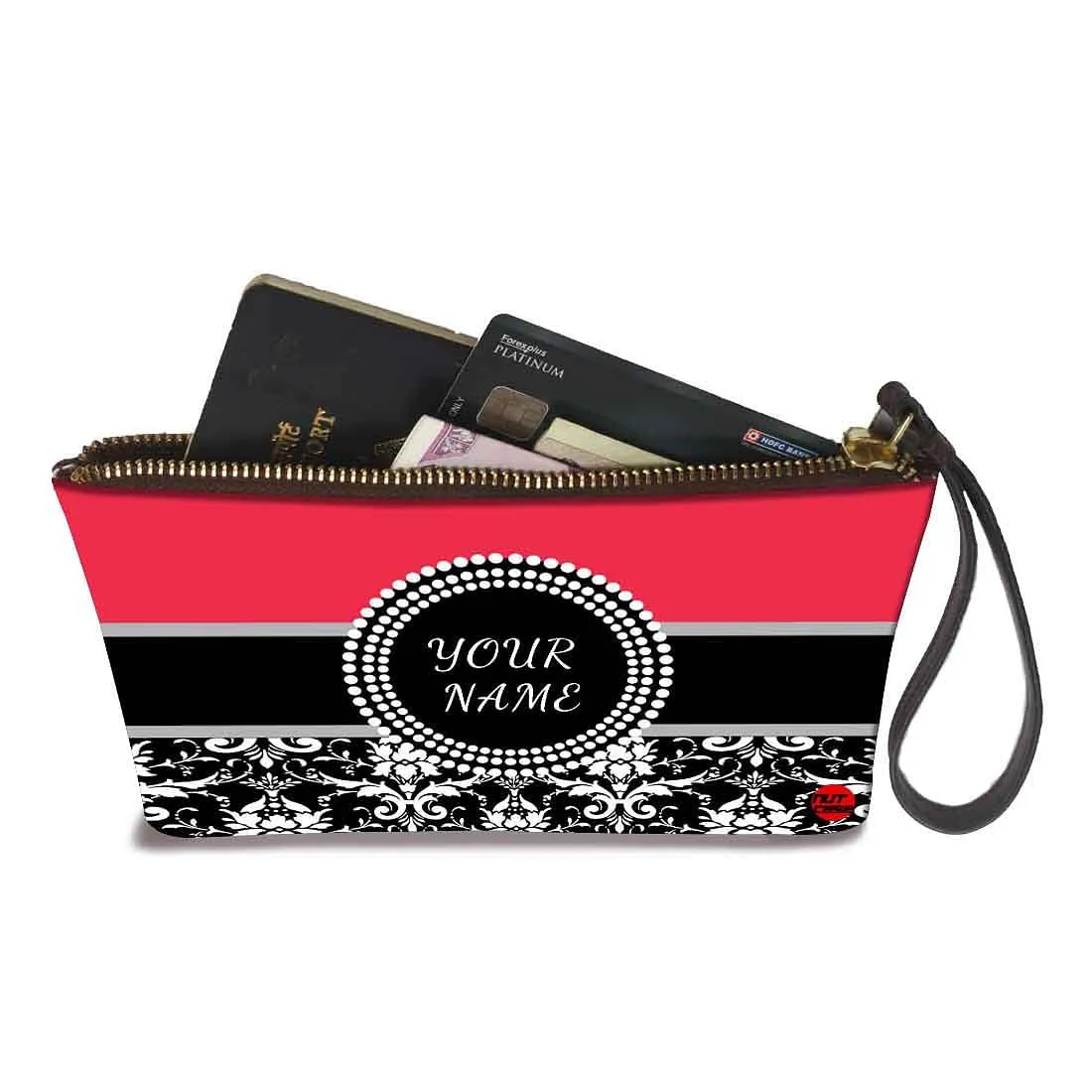 Phone Pouch For Ladies - Black Floral Design