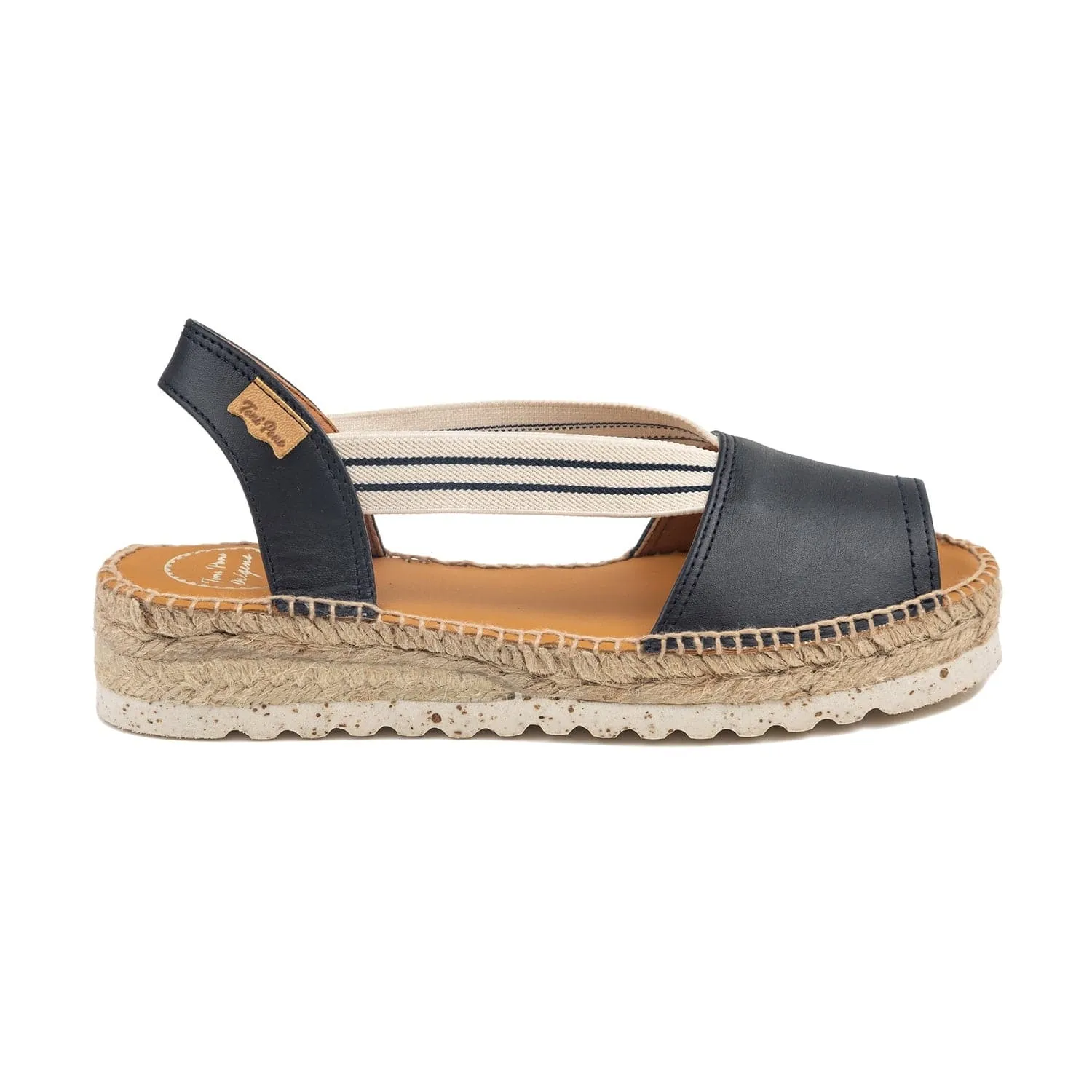 Plain Leather Wedge Espadrille for Women - Estel-SW