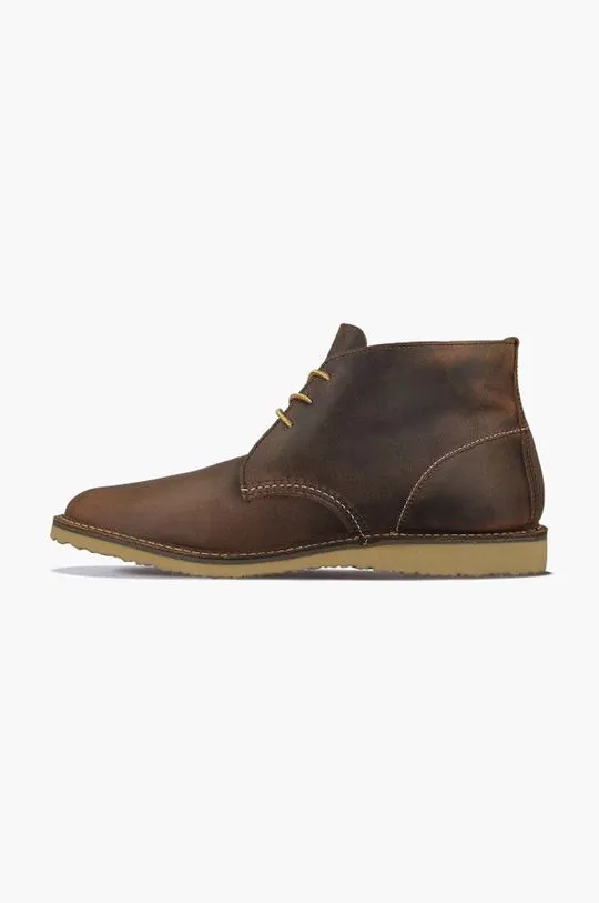 Red Wing leather shoes Weekender Chukka men's brown color 3322