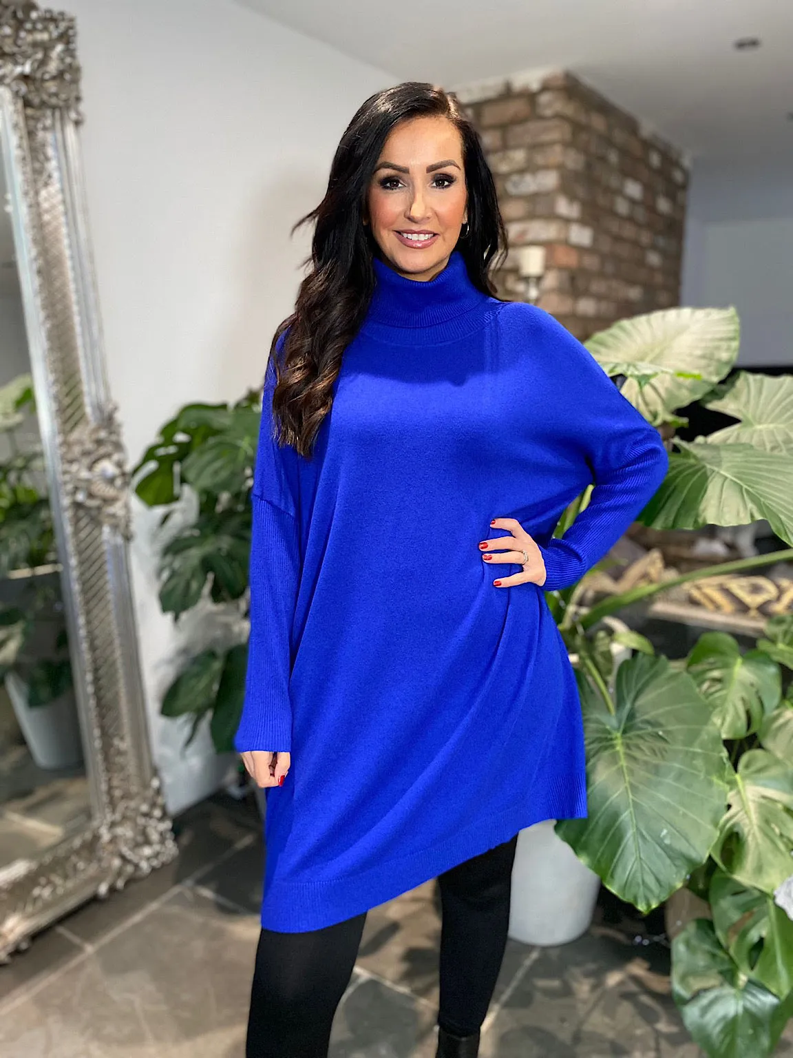 Royal Blue Cowl Neck Knit Charlie