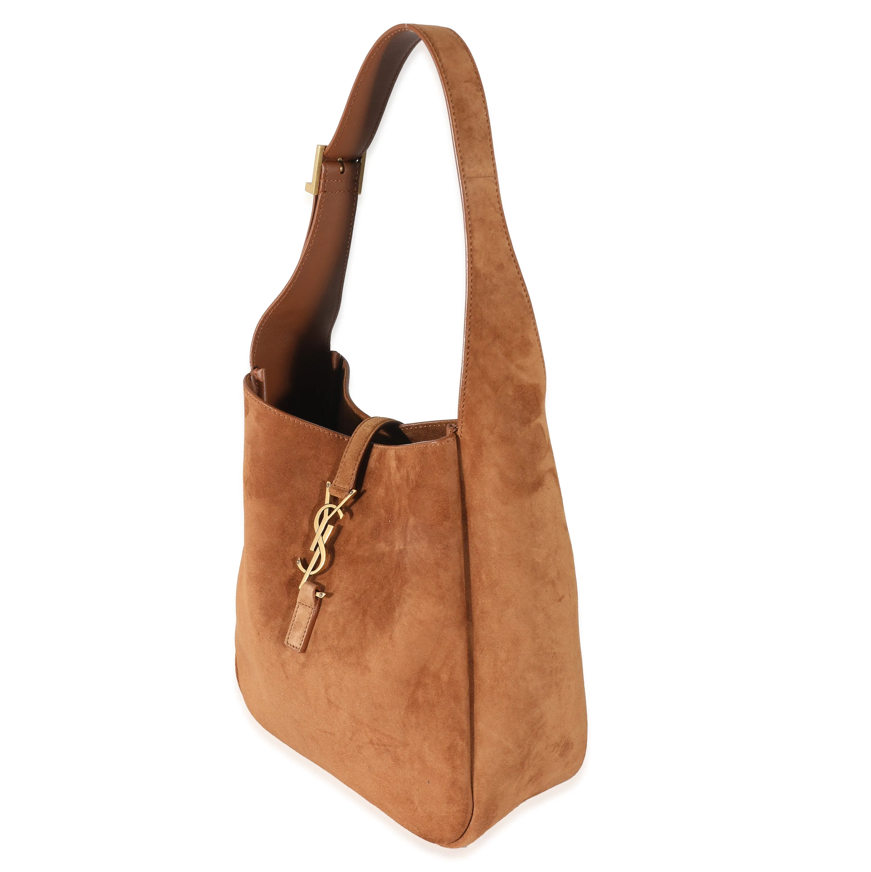 Saint Laurent Brown Camel Suede Supple Small Le 5 à 7 Hobo