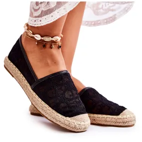 S.Barski Classic Women's Black Catris Openwork Espadrilles