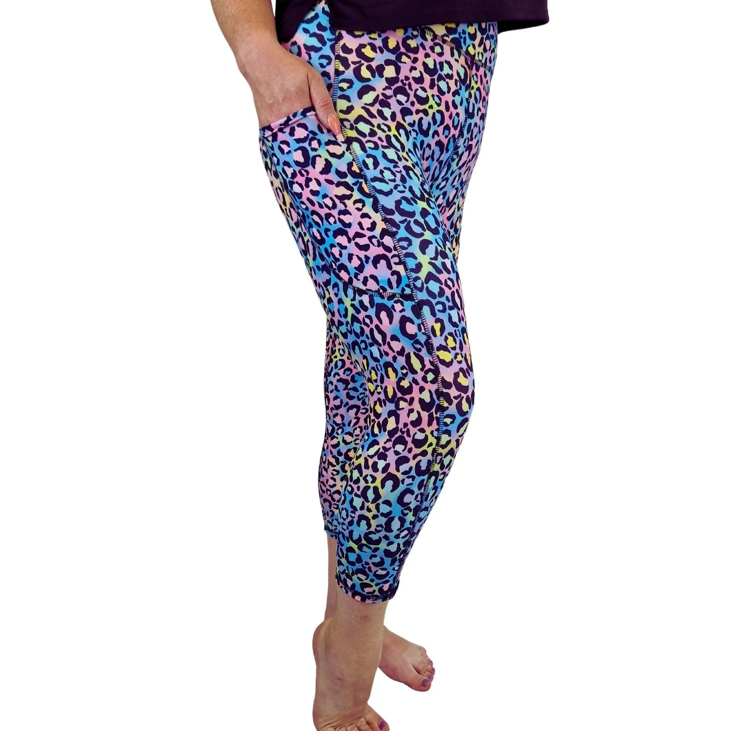 SCULPT Yoga Capri Leggings - Pastel Leopard