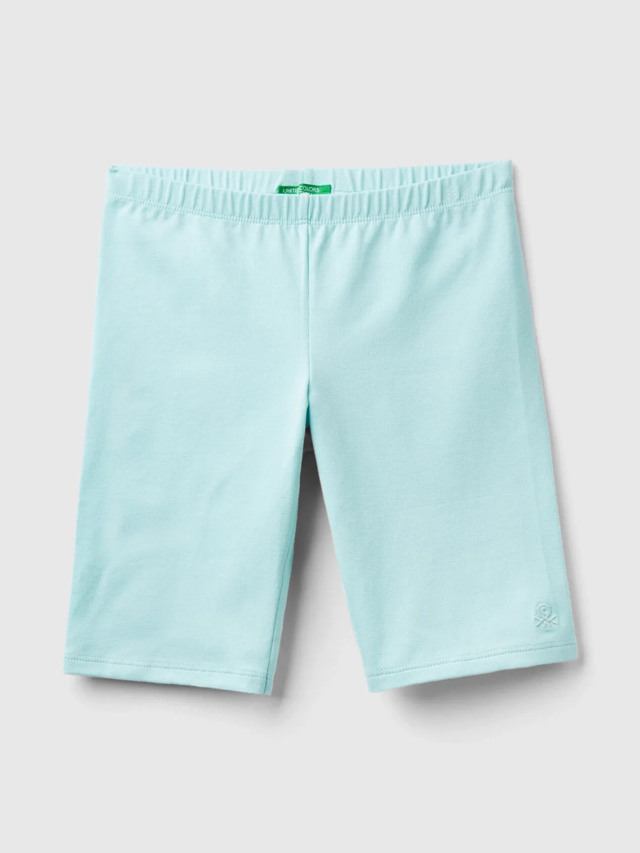 Short leggings in stretch cotton - Aqua | Benetton