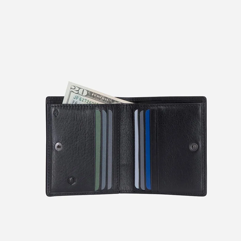 Slim Bifold Wallet with Coin, Black Camo