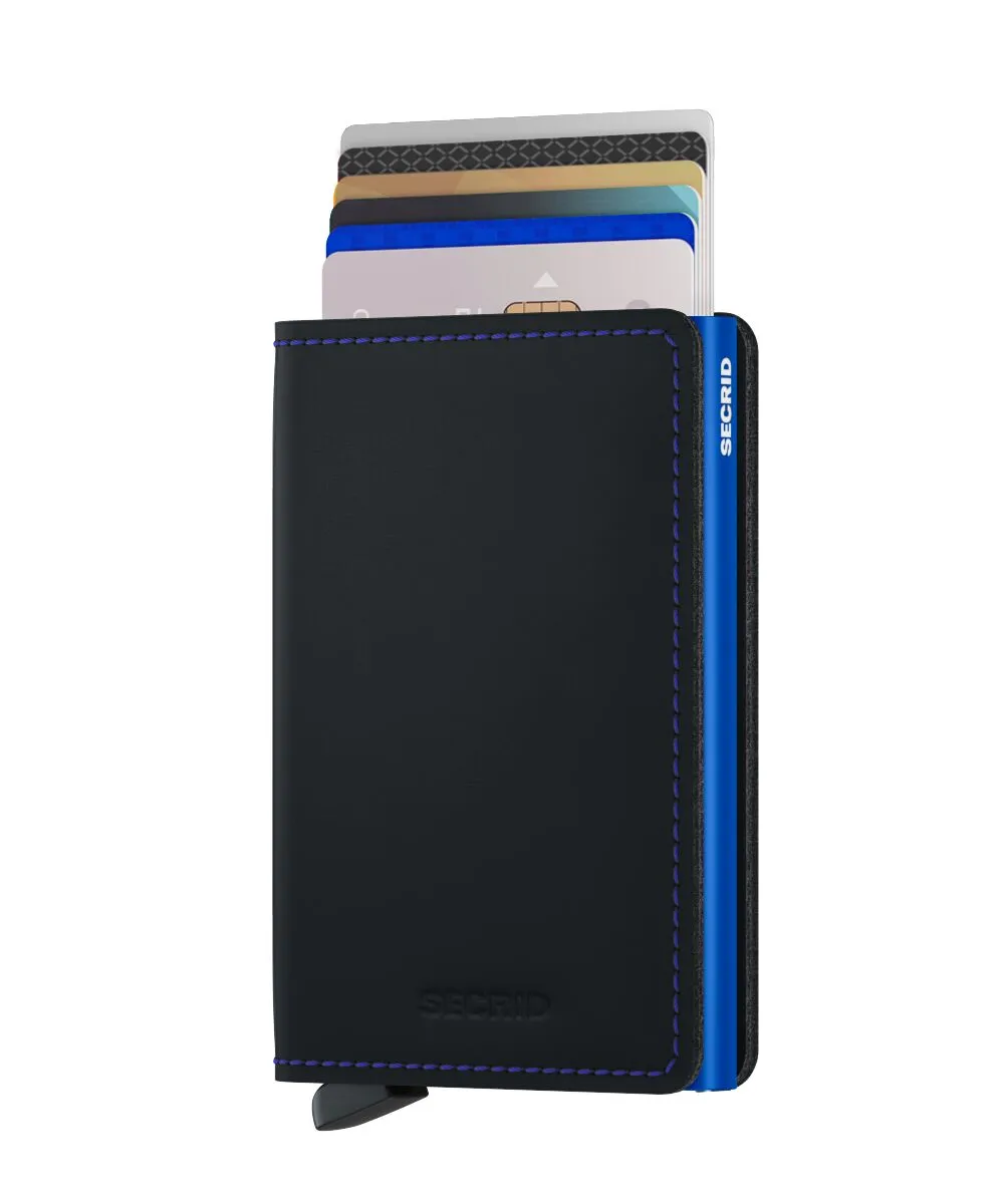 Slim Wallet Matte Black & Blue