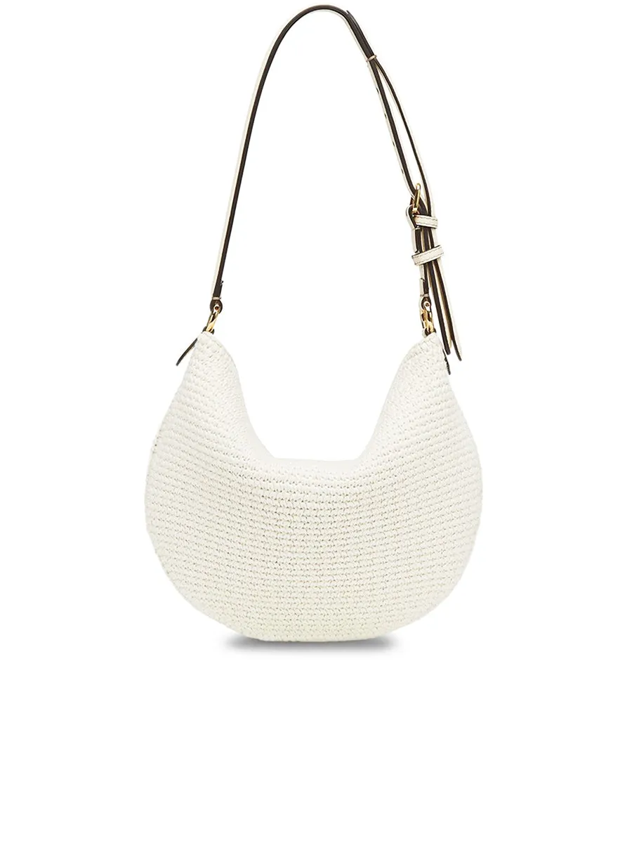 Small Croissant Hobo Bag in White Cotton