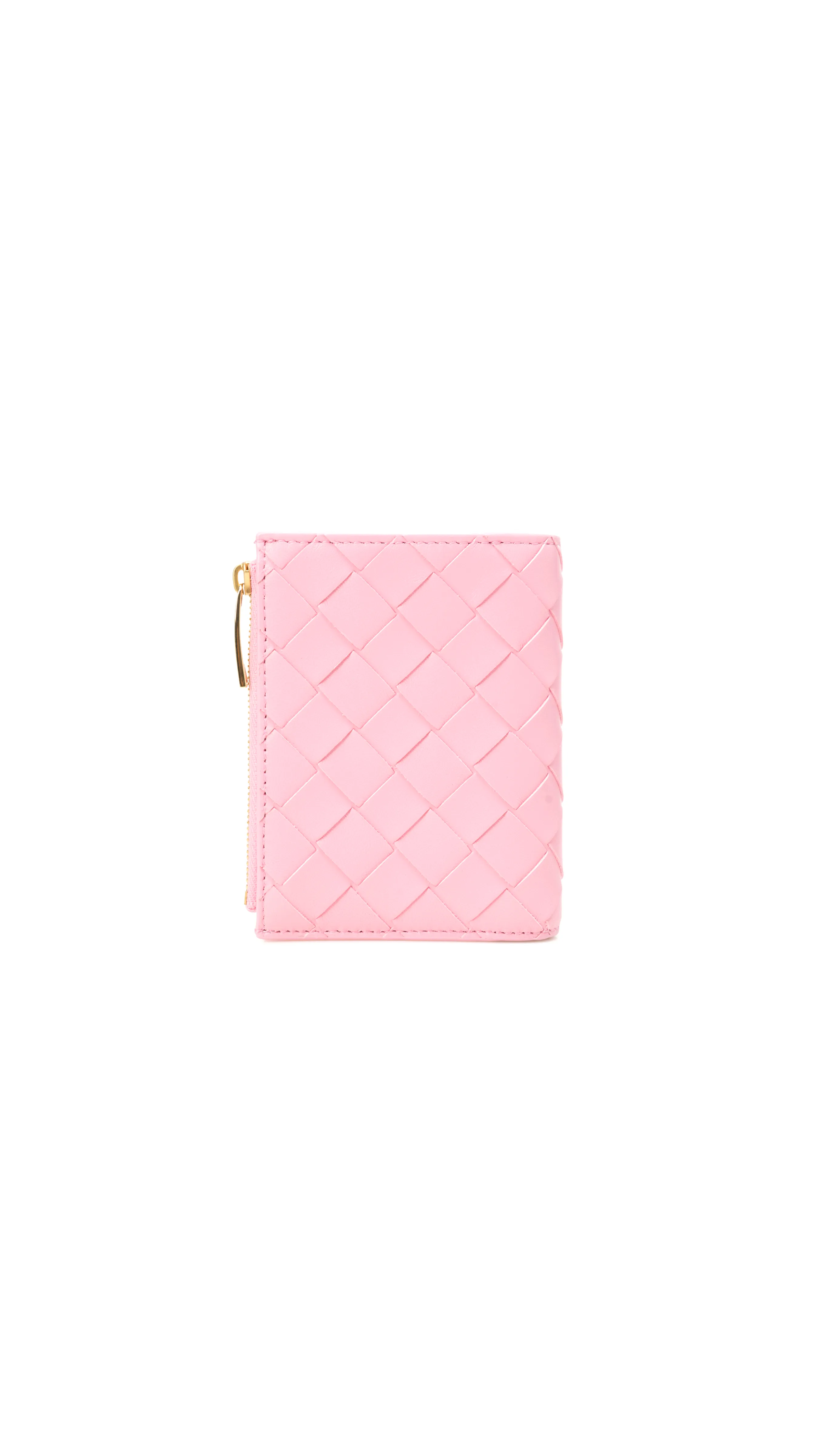 Small Intrecciato Bi-Fold Zip Wallet - Pink