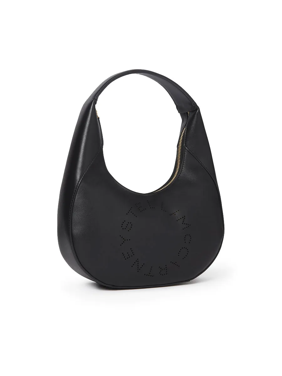 Small Stella Logo Hobo Shoulder Bag in Black