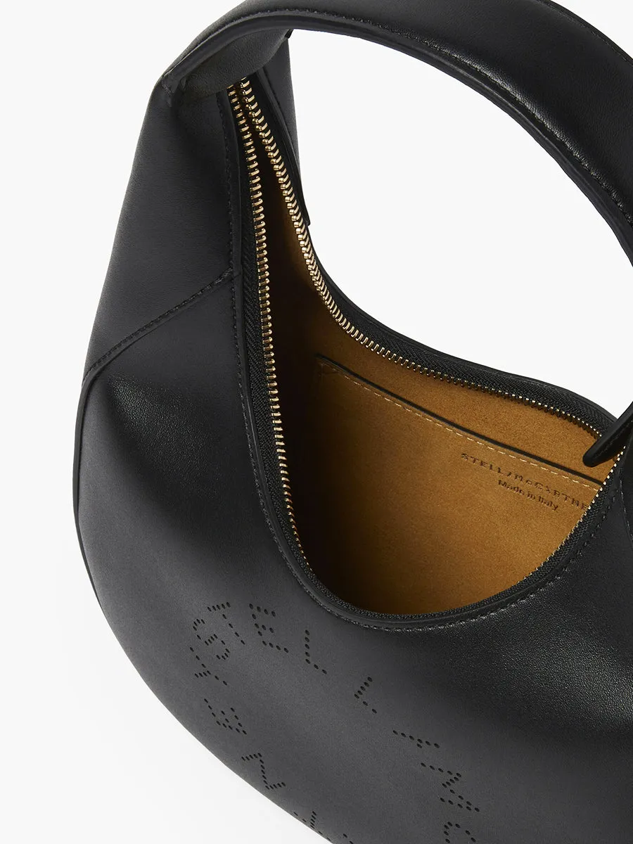 Small Stella Logo Hobo Shoulder Bag in Black