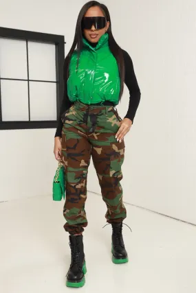 Sour Face Latex Puffer Vest - Green