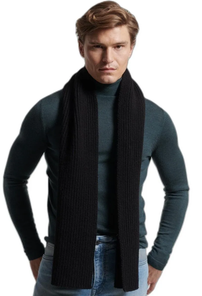 Superdry Studios Premum Wool Blend Scarfs Black