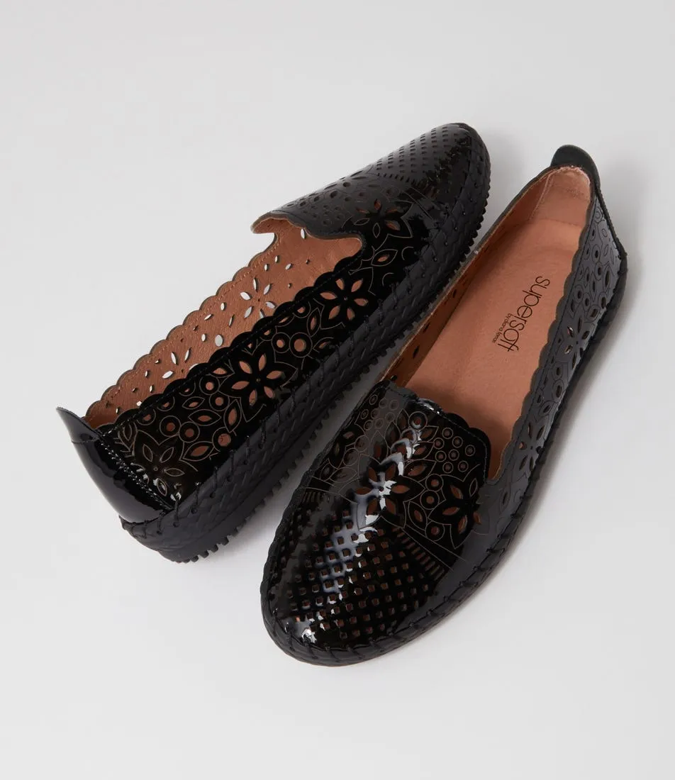 SUPERSOFT Wisley Black Patent Leather Espadrilles