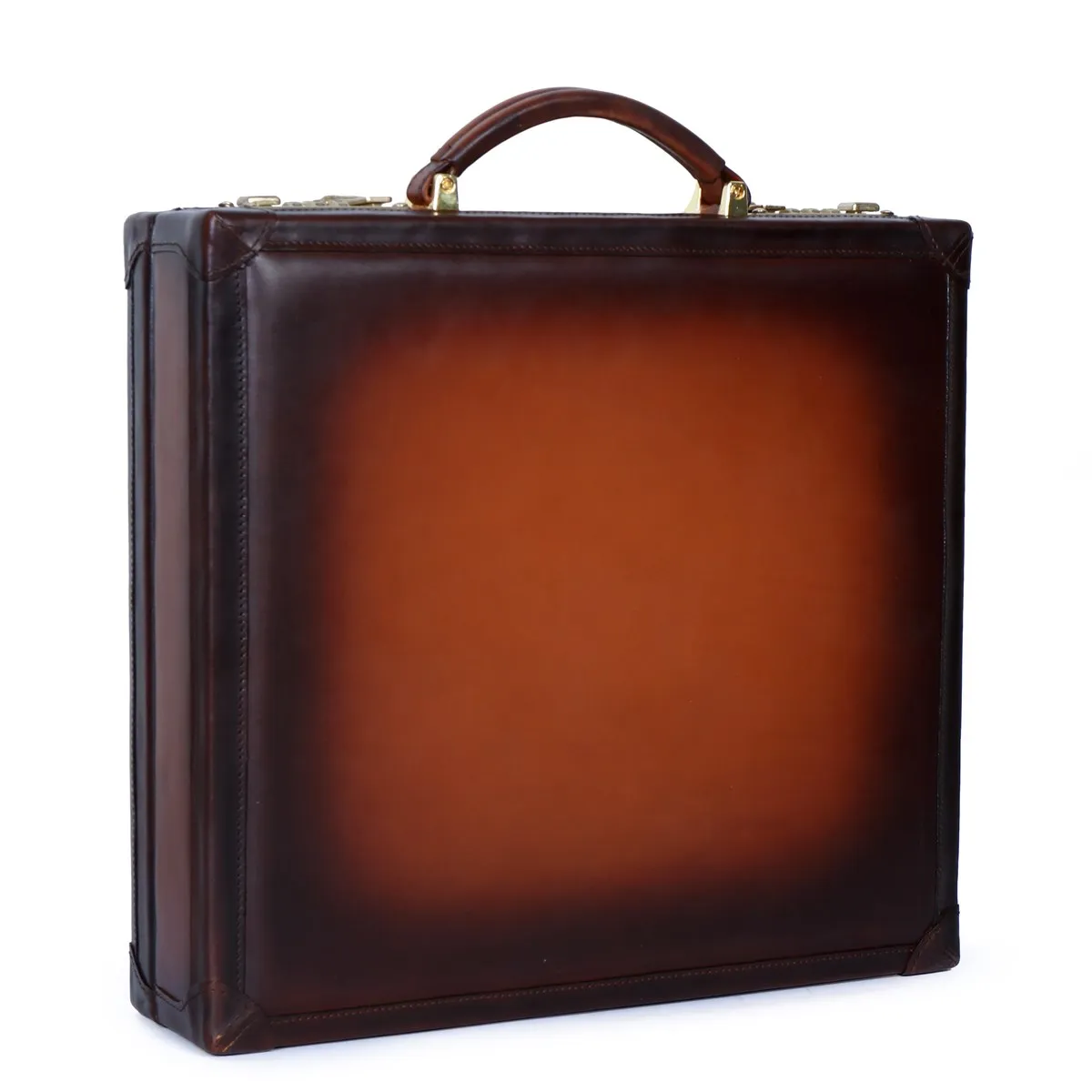 Tan Hand Painted Leather 12 Wrist Watch Carry Briefcase by Brune & Bareskin