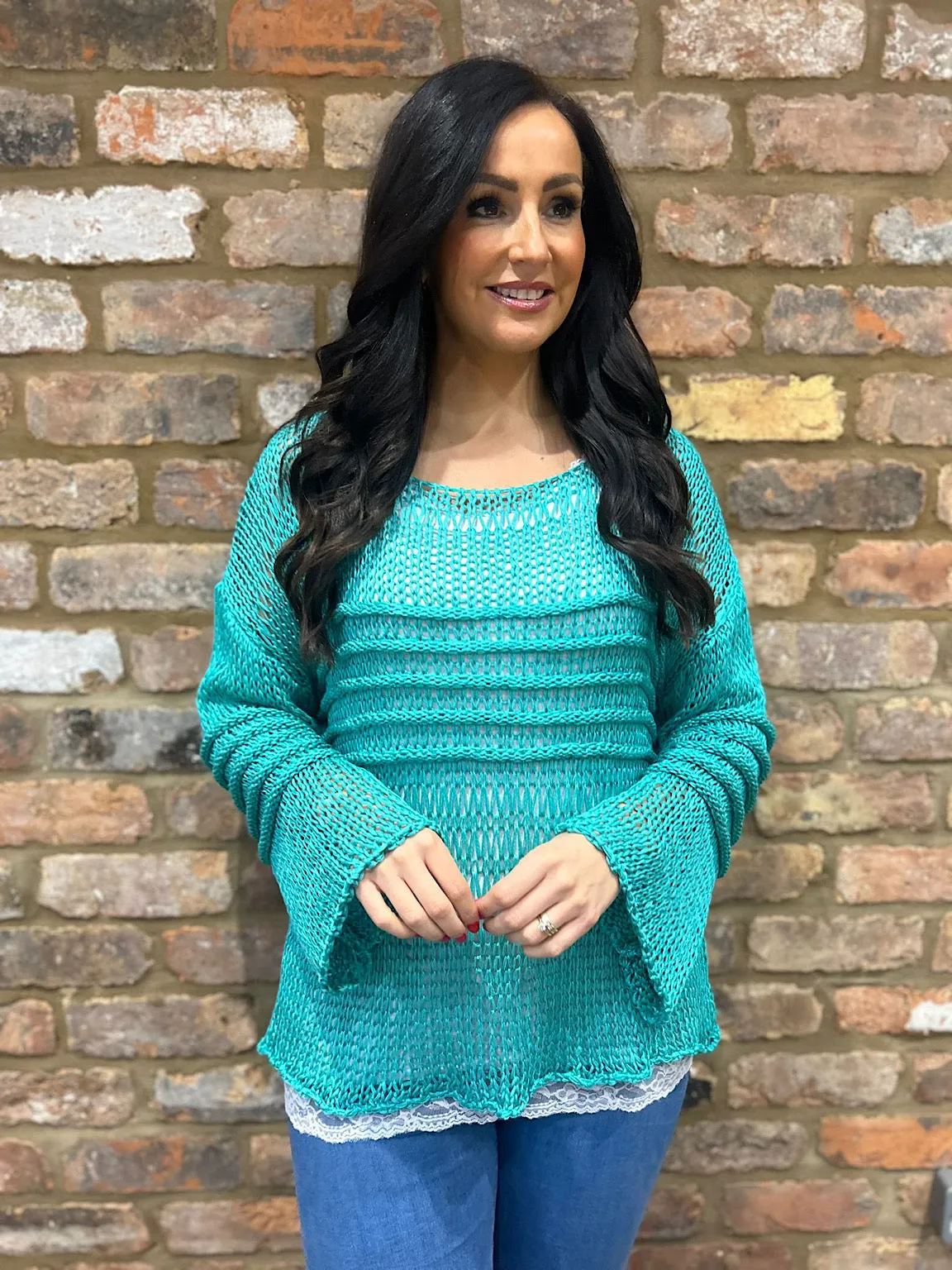 Teal Loose Knit Jumper JoJo