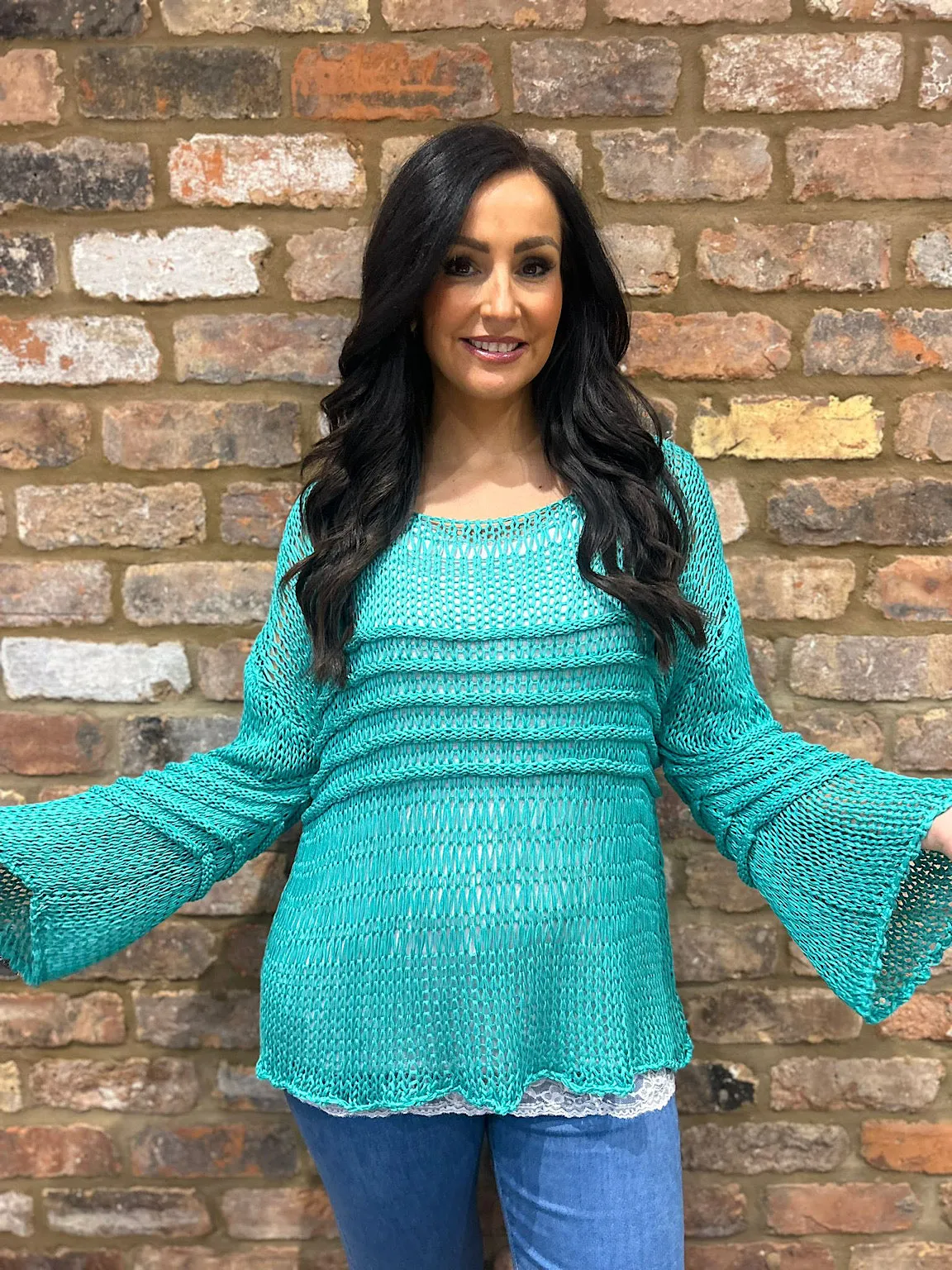 Teal Loose Knit Jumper JoJo