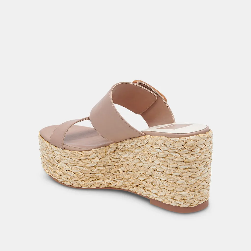 THORIN Wedges Cafe Leather | Women's Raffia Platform Wedges– Dolce Vita 6886736298050