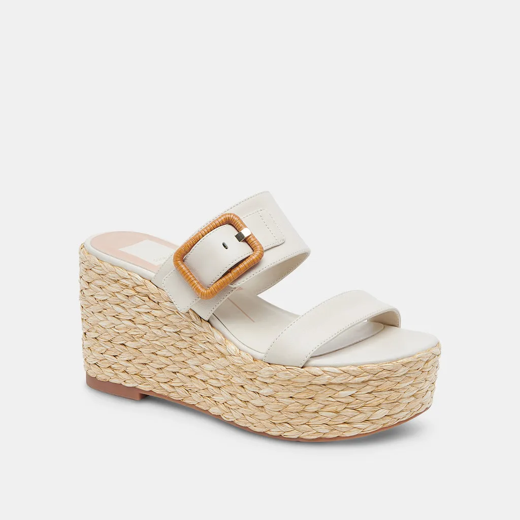 THORIN Wedges Ivory Leather | Women's Raffia Platform Wedges– Dolce Vita 6886736461890