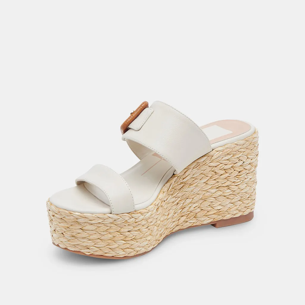 THORIN Wedges Ivory Leather | Women's Raffia Platform Wedges– Dolce Vita 6886736461890