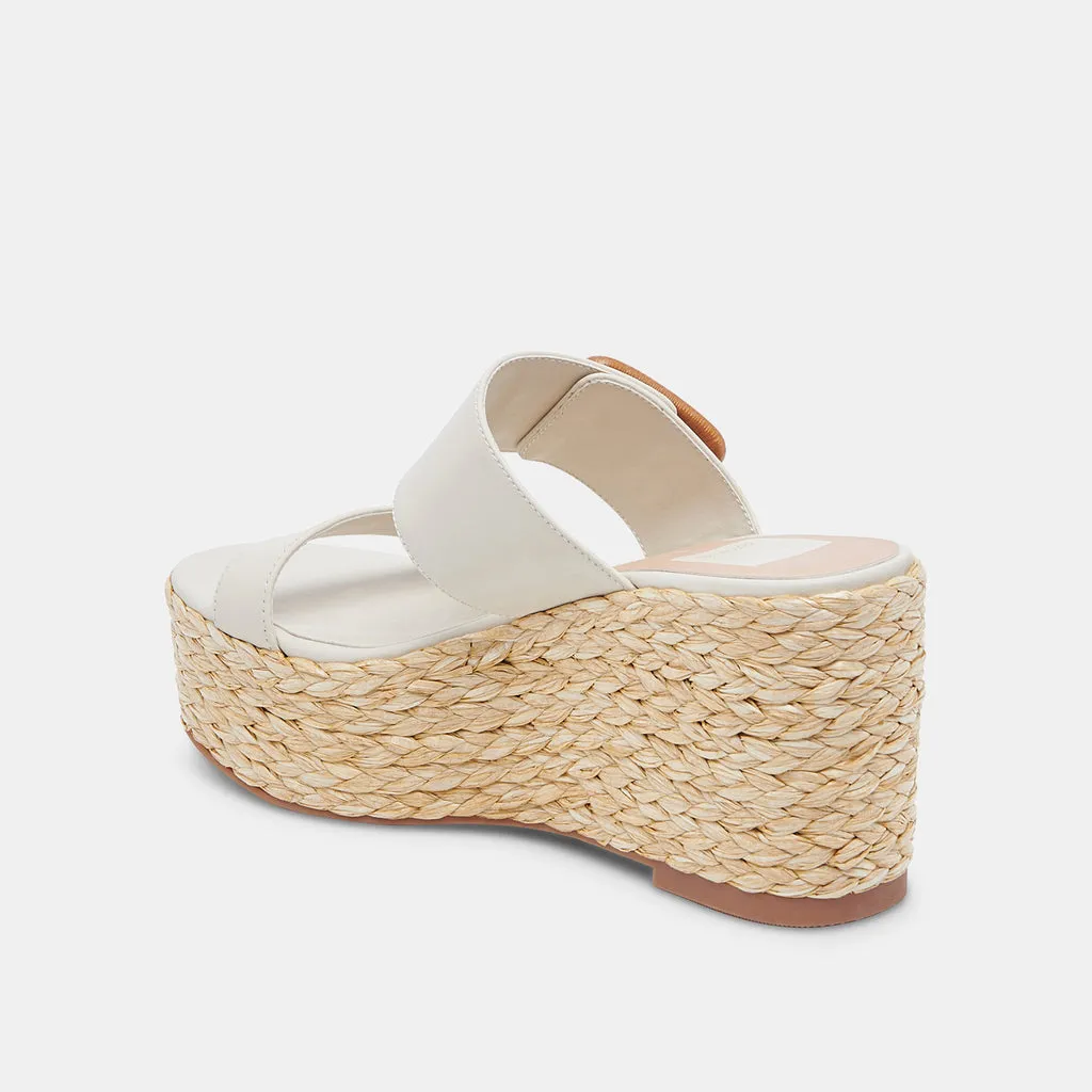 THORIN Wedges Ivory Leather | Women's Raffia Platform Wedges– Dolce Vita 6886736461890