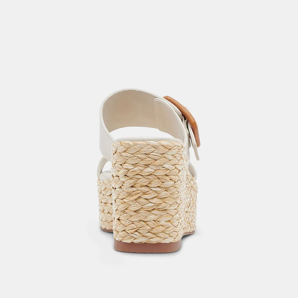 THORIN Wedges Ivory Leather | Women's Raffia Platform Wedges– Dolce Vita 6886736461890