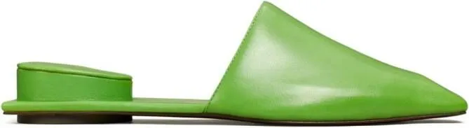 Tory Burch Pierced leather mules Green