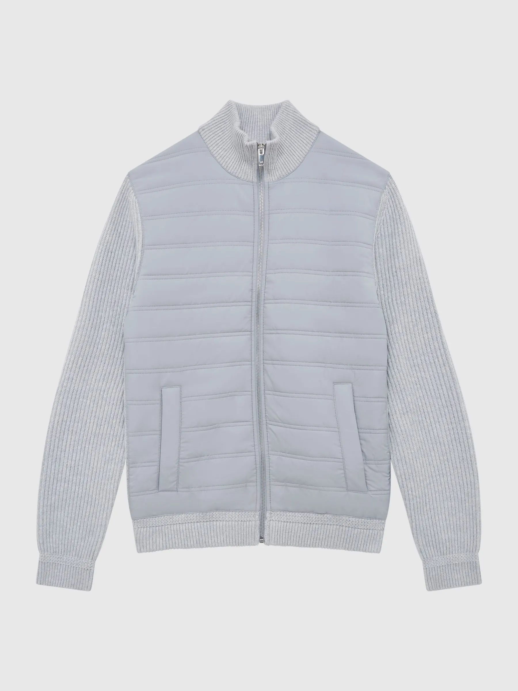 Trainer Hybrid Quilt and Knit Zip-Through Jacket