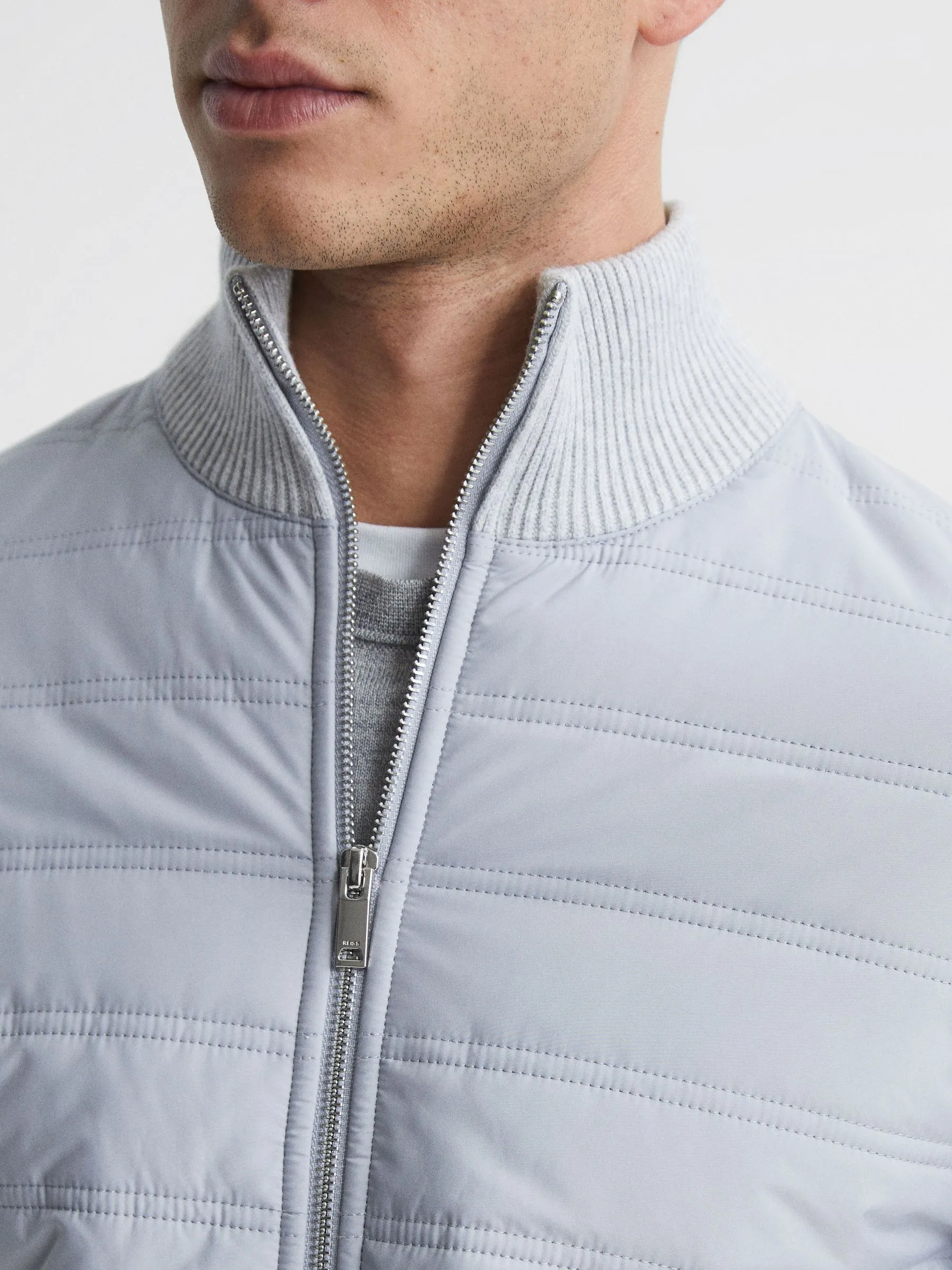 Trainer Hybrid Quilt and Knit Zip-Through Jacket