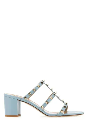 Valentino Garavani Light Blue Leather Rockstud Mules