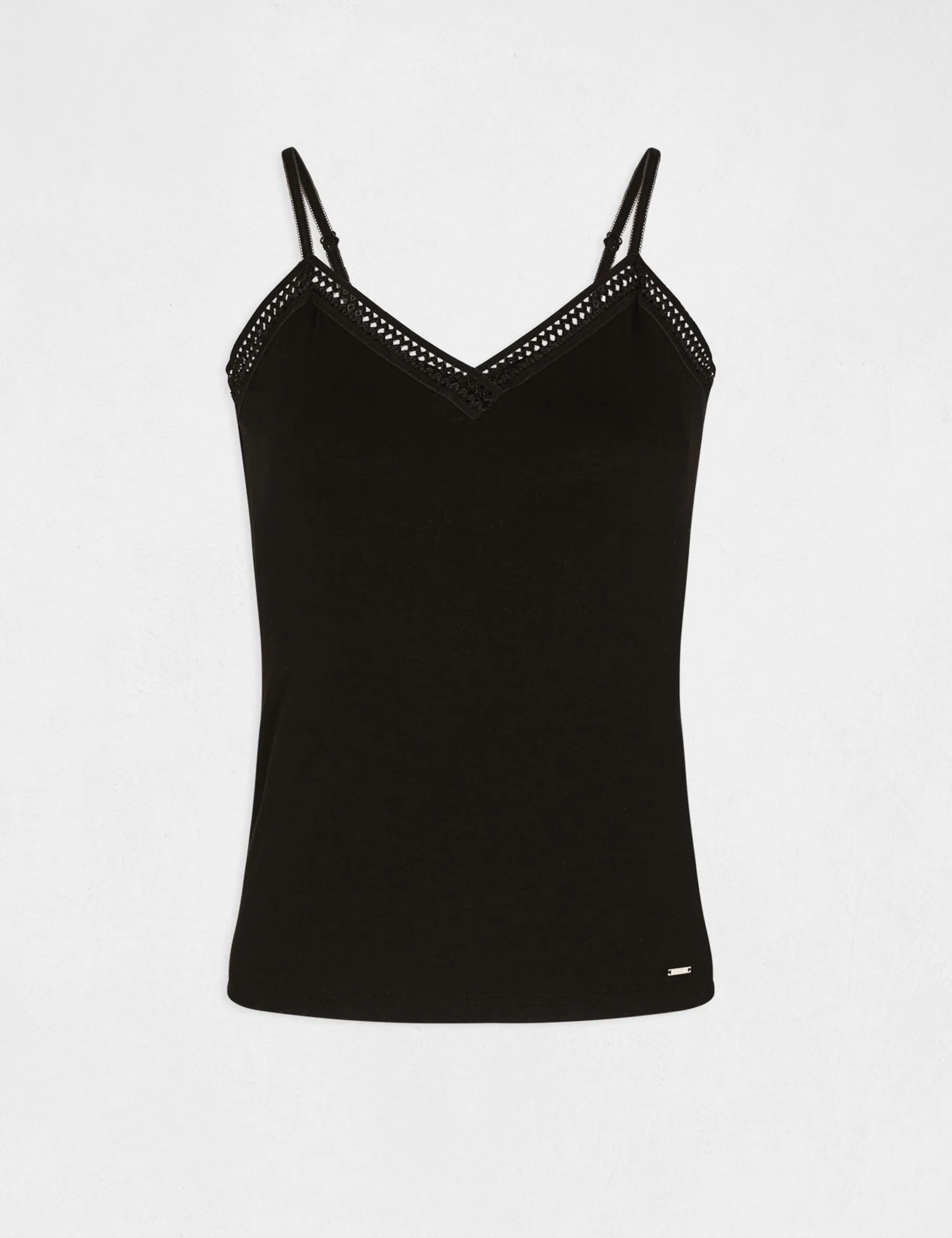 Vest top thin straps with lace strips black women