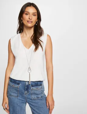 Vest top V-neck with jewel ecru women