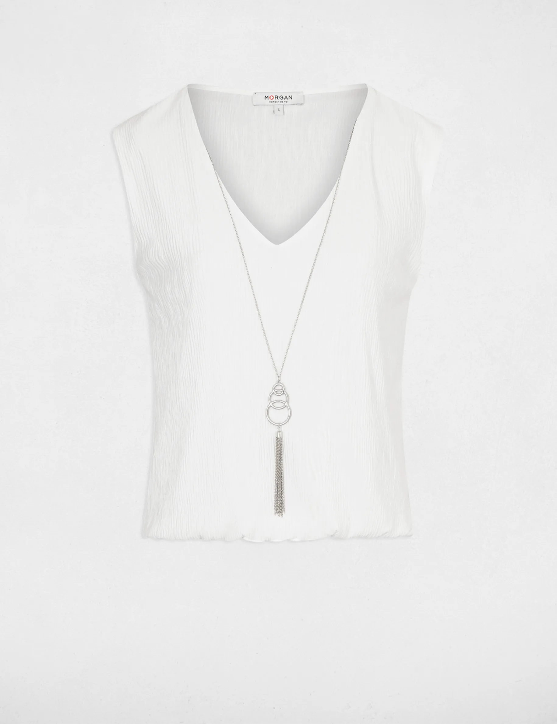 Vest top V-neck with jewel ecru women