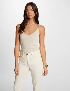 Vest top with thin straps beige women