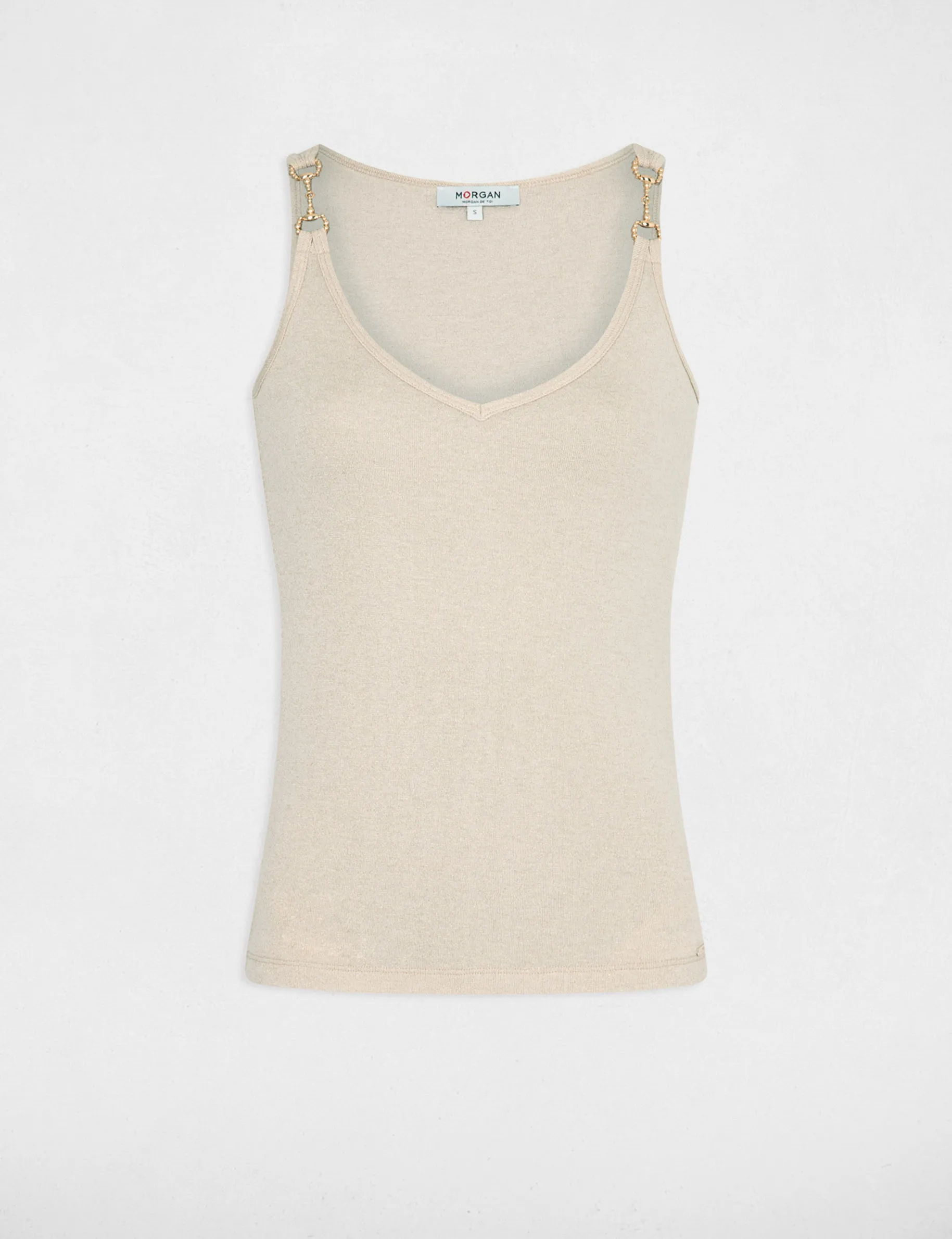 Vest top with thin straps beige women