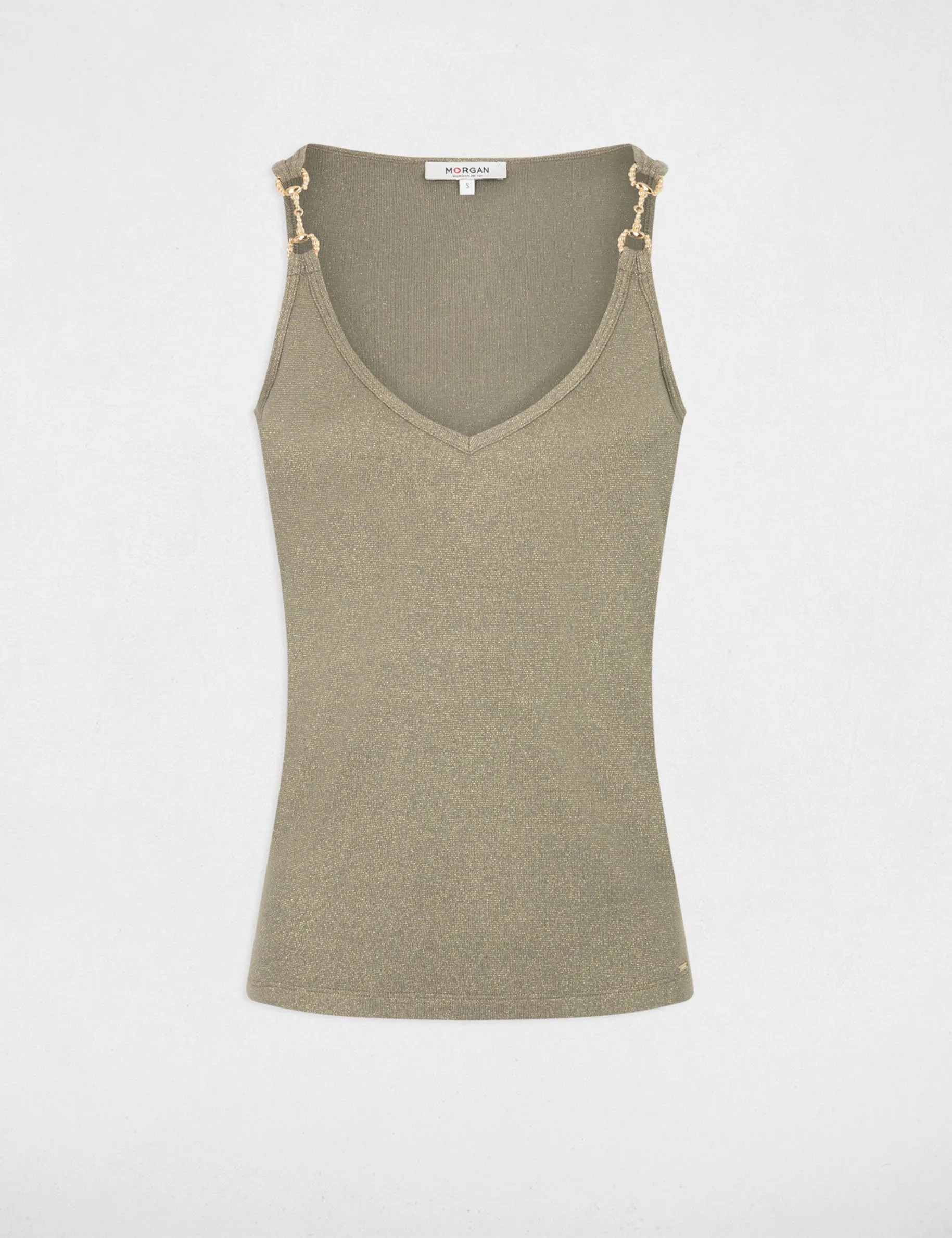 Vest top with thin straps khaki green women