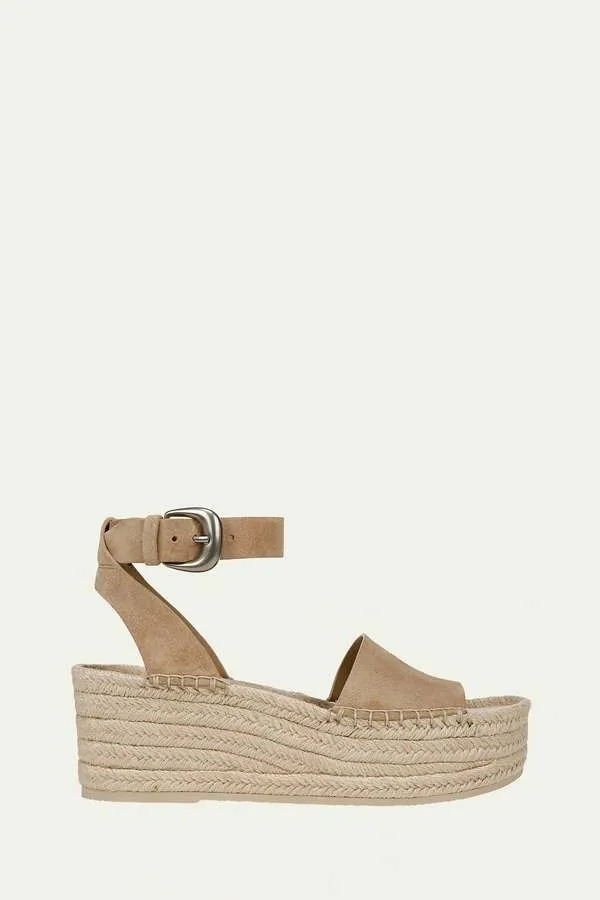 Vince Belisa Suede Platform Ankle-Strap Espadrilles - Dune