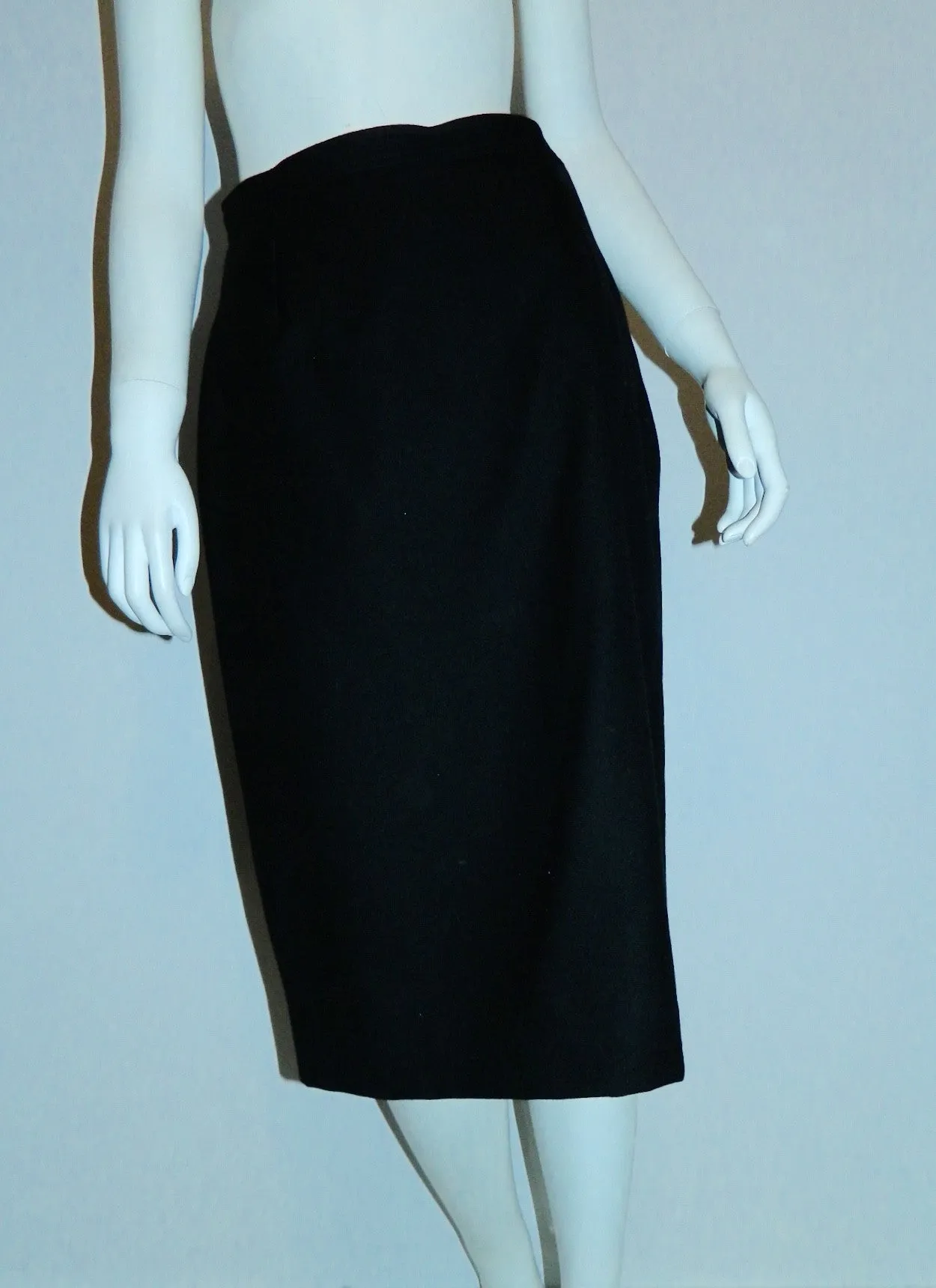 vintage 1970s skirt YSL black wool Yves Saint Laurent straight skirt XS S