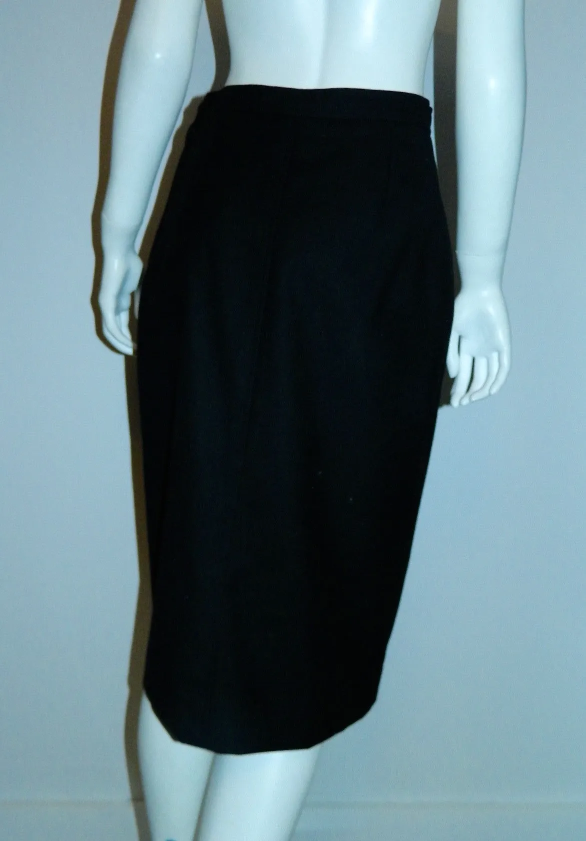 vintage 1970s skirt YSL black wool Yves Saint Laurent straight skirt XS S