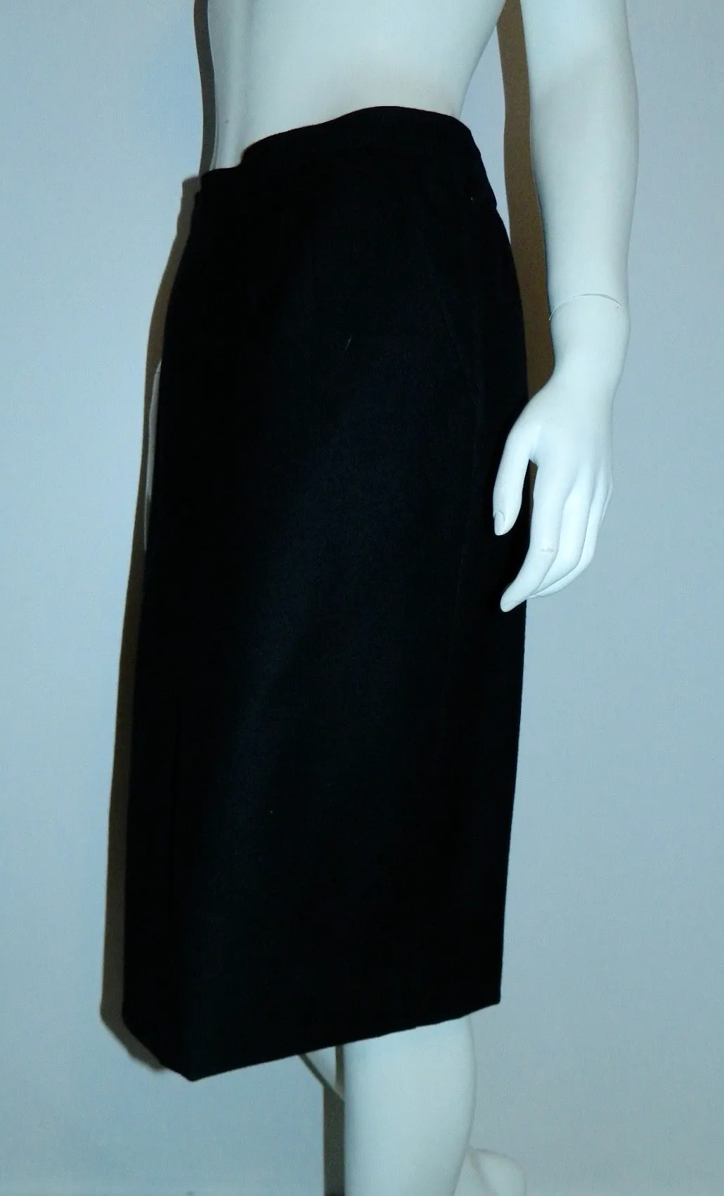 vintage 1980s skirt YSL black wool Yves Saint Laurent rive gauche skirt S M