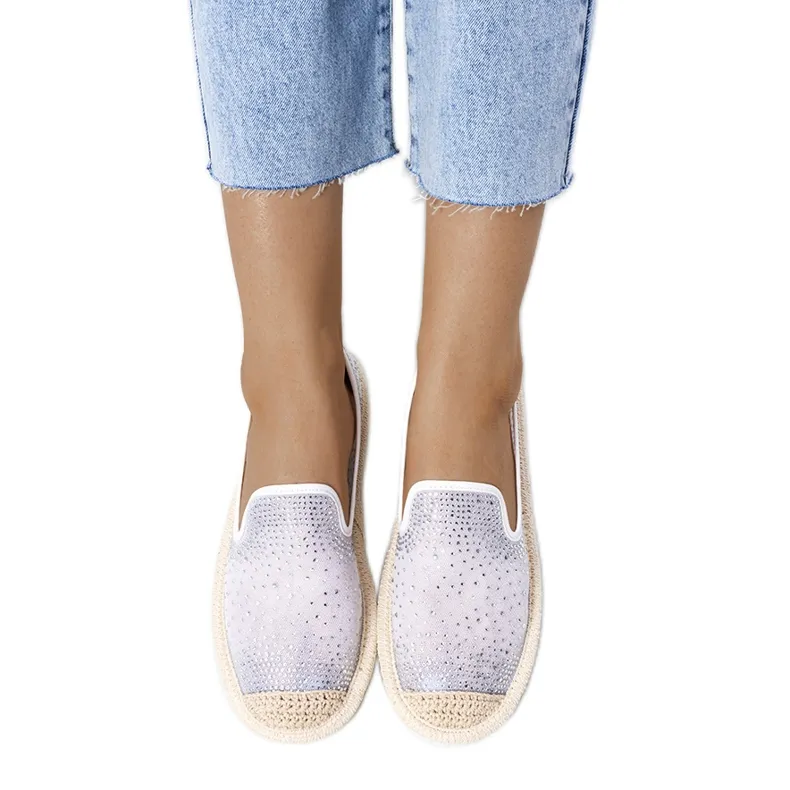 White espadrilles with Punter cubic zirconia