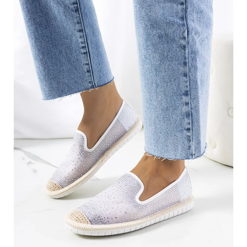 White espadrilles with Punter cubic zirconia